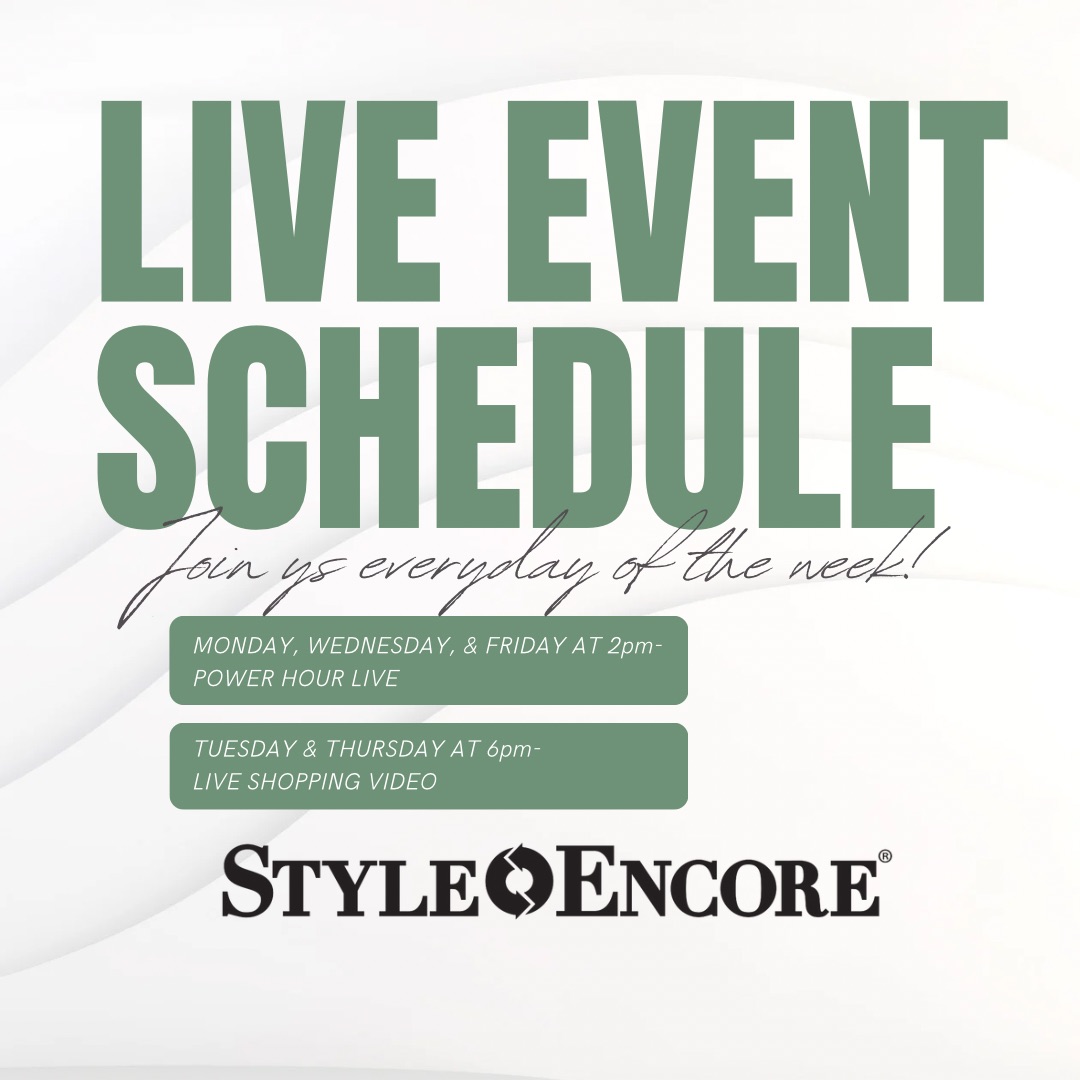 Looking for some fabulous fashion finds? We’ve got you covered at Style Encore with our live shopping videos! Tune in at 6pm EST on Tuesdays & Thursdays, or 2-3pm on Mon, Wed, Fri for your favorite items at up to 90% off retail. Join us online and score amazing deals on shoes, clothes, jewelry, and handbags. #ShopTillYouDrop #PersonalStyling